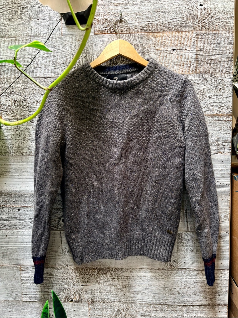 Scotch & Soda | Gray Knit Crewneck Wool-Blend Sweater w/ Elbow Patches - XS/S